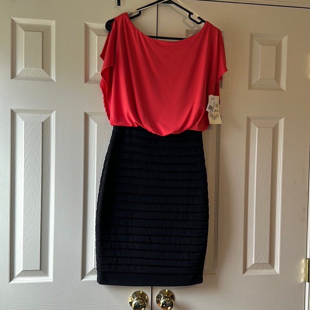 BRAND NEW WITH TAGS…dark peach and black dress